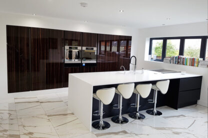 High Glossy Ebony Brown Kitchen Cabinet