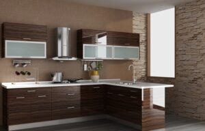 High Glossy Ebony Brown Kitchen Cabinet